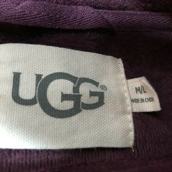 UGG Fleece Cozy Cape Poncho, Burgundy Purple L - Picture 6 of 8